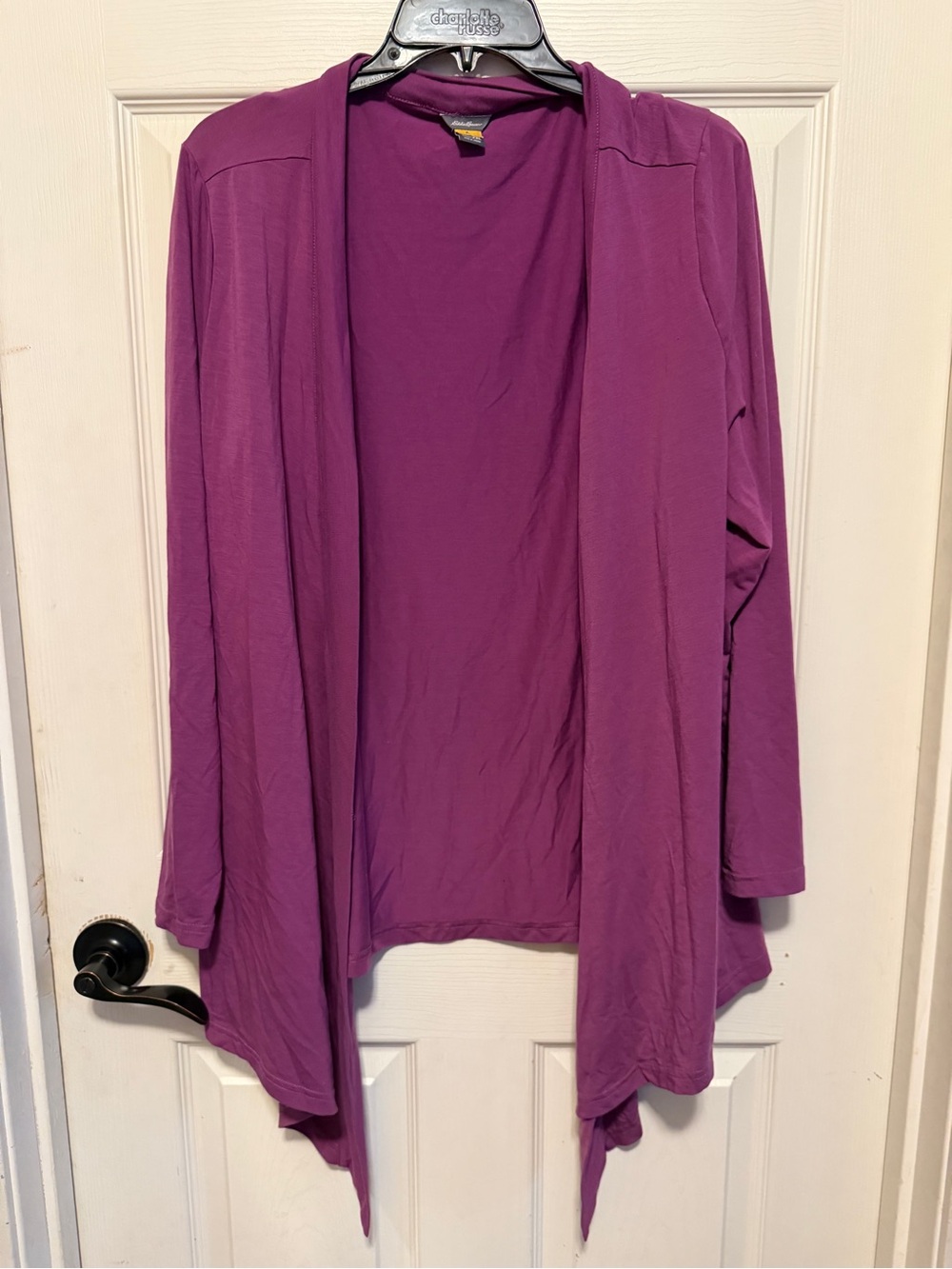 Eddie Bauer Purple Open Front Cardigan